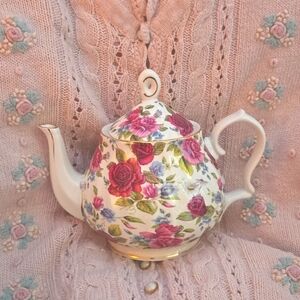 Grace Teaware Vintage Rose Chintz Teapot